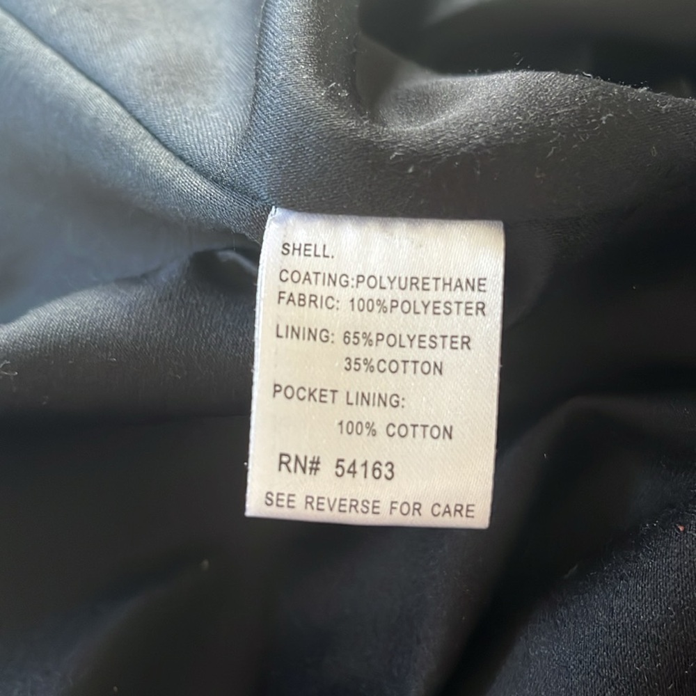 Calvin Klein Black High Shine Patent Faux Leather Trench Coat w/pockets Size M - Picture 17 of 17